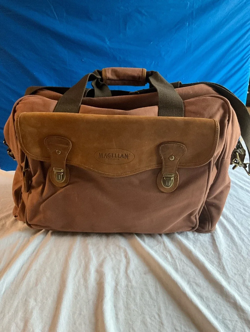 ​Magellan Sportswear Vintage Canvas & Suede Duffel Bag